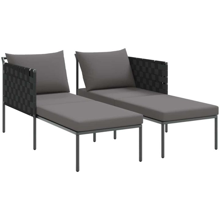 Solstol med kuddar för 2 personer Anthracit Stål vidaXL 115 x 153 x 69.5 cm – bild 4