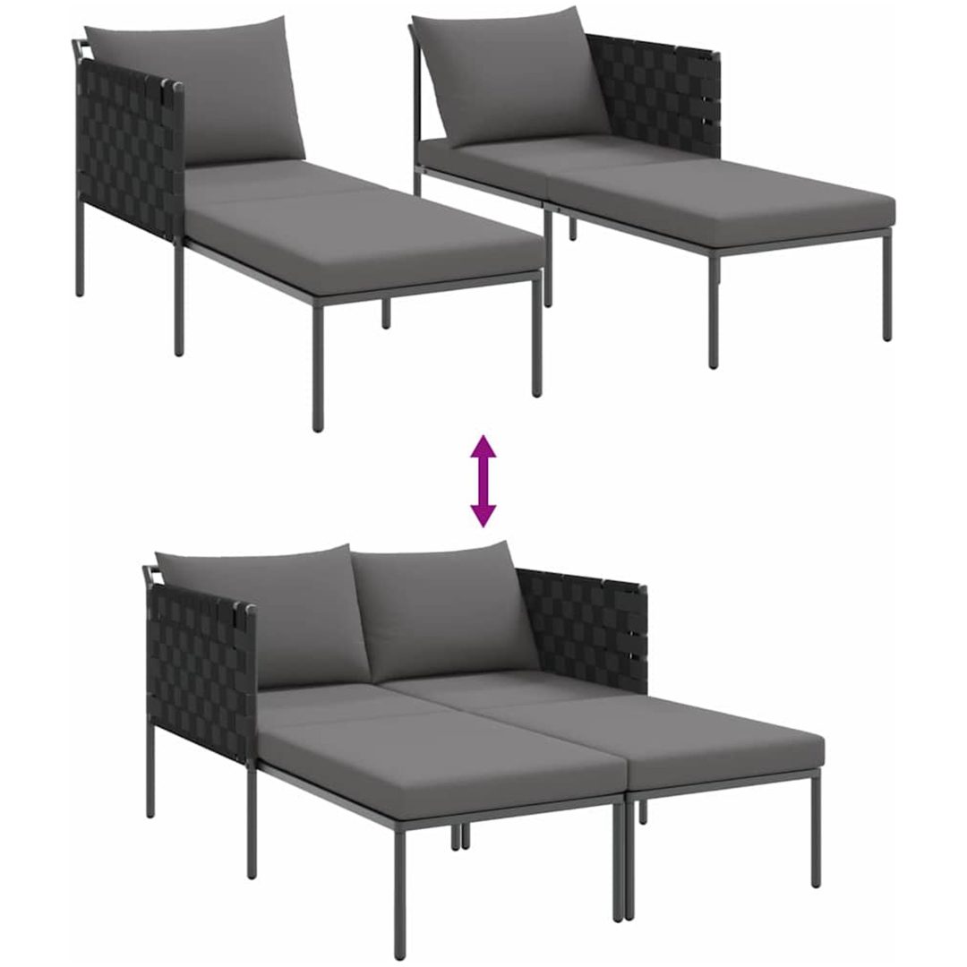 Solstol med kuddar för 2 personer Anthracit Stål vidaXL 115 x 153 x 69.5 cm – bild 10