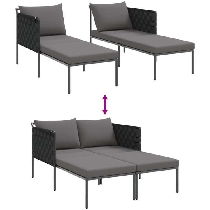 Solstol med kuddar för 2 personer Anthracit Stål vidaXL 115 x 153 x 69.5 cm – bild 10