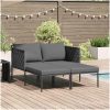 Solstol med kuddar för 2 personer Anthracit Stål vidaXL 115 x 153 x 69.5 cm – miniatyr 1