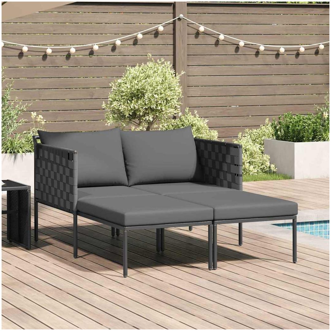 Solstol med kuddar för 2 personer Anthracit Stål vidaXL 115 x 153 x 69.5 cm