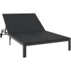 Solstol med Kuddar och Hjul för 2 Personer Svart Poly Rattan vidaXL 200 x 109 x 27.5 cm – miniatyr 2