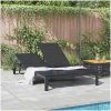 Solstol med Kuddar och Hjul för 2 Personer Svart Poly Rattan vidaXL 200 x 109 x 27.5 cm – miniatyr 3