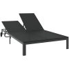 Solstol med Kuddar och Hjul för 2 Personer Svart Poly Rattan vidaXL 200 x 109 x 27.5 cm – miniatyr 4
