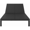Solstol med Kuddar och Hjul för 2 Personer Svart Poly Rattan vidaXL 200 x 109 x 27.5 cm – miniatyr 5