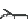Solstol med Kuddar och Hjul för 2 Personer Svart Poly Rattan vidaXL 200 x 109 x 27.5 cm – miniatyr 6