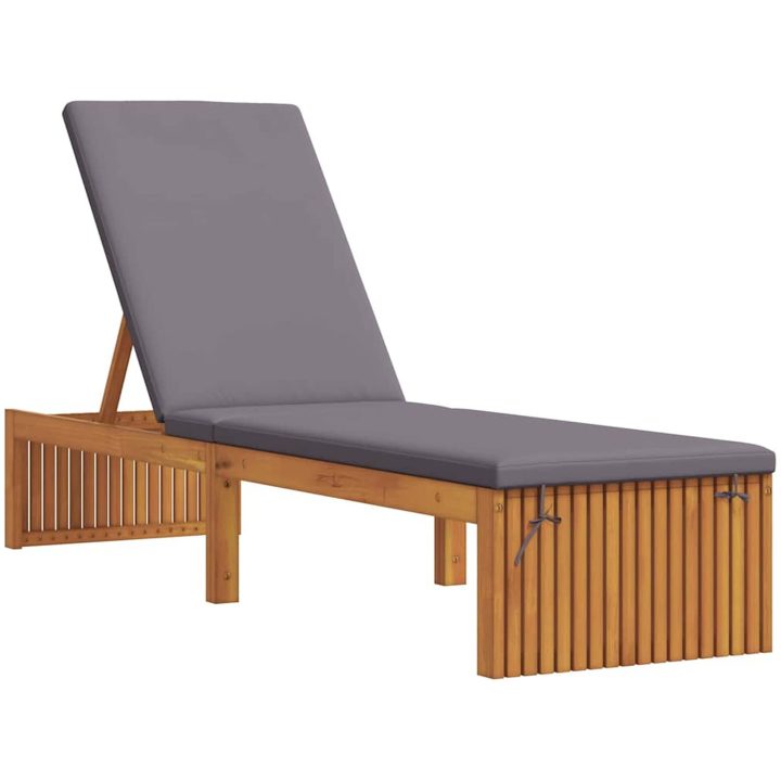Solstol med Kudde 200x55x30 cm Massivt Akaciaträ vidaXL 200 x 55 x 94 cm – bild 2