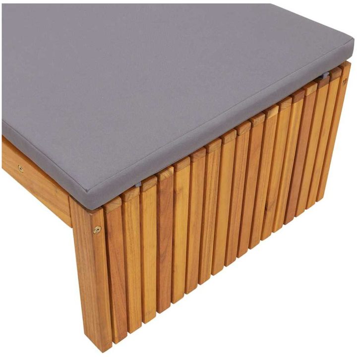 Solstol med Kudde 200x55x30 cm Massivt Akaciaträ vidaXL 200 x 55 x 94 cm – bild 7