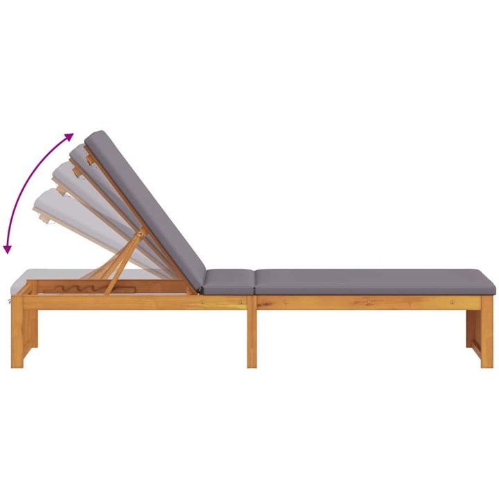 Solstol med Kudde 200x55x30 cm Massivt Akaciaträ vidaXL 200 x 55 x 94 cm – bild 9
