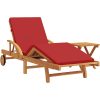 Solstol med kudde och bord i röd massiv akacia vidaXL 200 x 67 x 84 cm – miniatyr 2