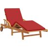 Solstol med kudde och bord i röd massiv akacia vidaXL 200 x 67 x 84 cm – miniatyr 4