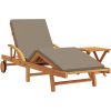 Solstol med kudde och bord Taupe Massivt Akaciaträ vidaXL 200 x 67 x 84 cm – miniatyr 2