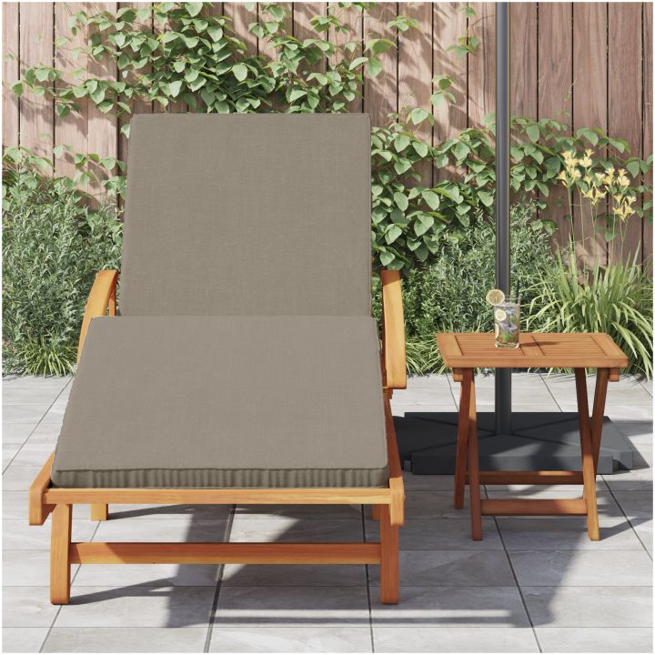 Solstol med kudde och bord Taupe Massivt Akaciaträ vidaXL 200 x 67 x 84 cm – bild 3