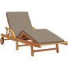 Solstol med kudde och bord Taupe Massivt Akaciaträ vidaXL 200 x 67 x 84 cm – miniatyr 4