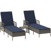 solstol Set om 3 Grå och marinblå PE konstrotting, metall Fällbar vidaXL 35 x 35 x 32cm – miniatyr 2