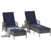 solstol Set om 3 Grå och marinblå PE konstrotting, metall Fällbar vidaXL 35 x 35 x 32cm – miniatyr 3
