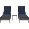 solstol Set om 3 Grå och marinblå PE konstrotting, metall Fällbar vidaXL 35 x 35 x 32cm – miniatyr 7