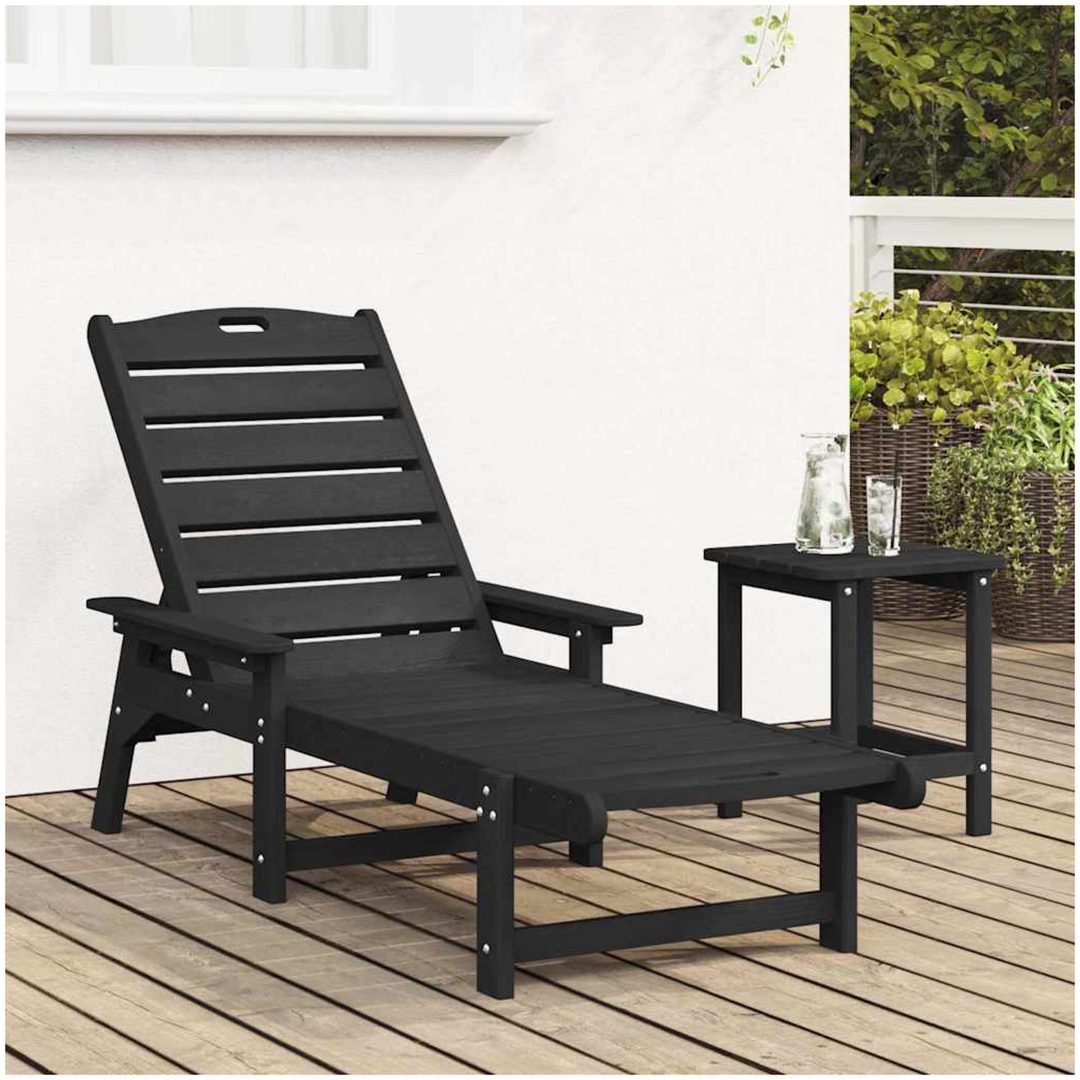 Solstol Svart 53x162x98.5 cm HDPE vidaXL 53 x 195.5 x 98.5 cm – bild 3