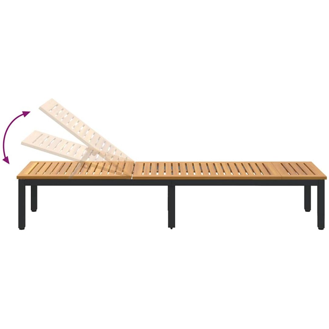Solstol Svart Massivt Akaciaträ vidaXL 200 x 55 x 35 cm – bild 11