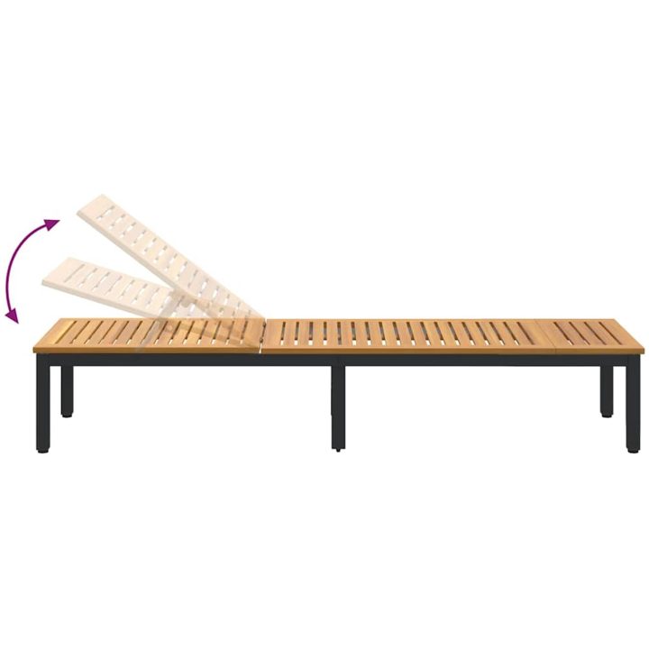 Solstol Svart Massivt Akaciaträ vidaXL 200 x 55 x 35 cm – bild 11