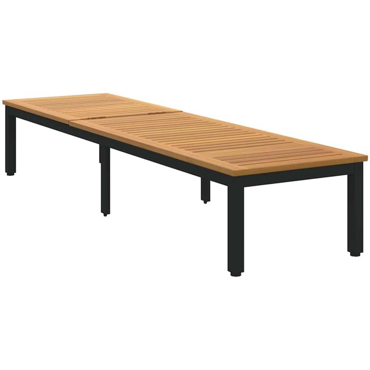 Solstol Svart Massivt Akaciaträ vidaXL 200 x 55 x 35 cm – bild 5