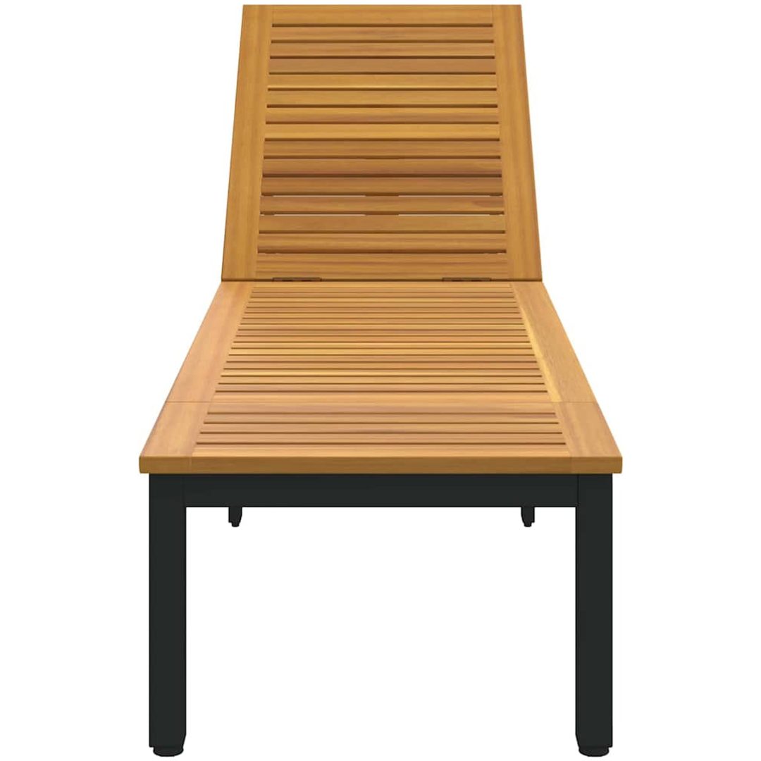Solstol Svart Massivt Akaciaträ vidaXL 200 x 55 x 35 cm – bild 6