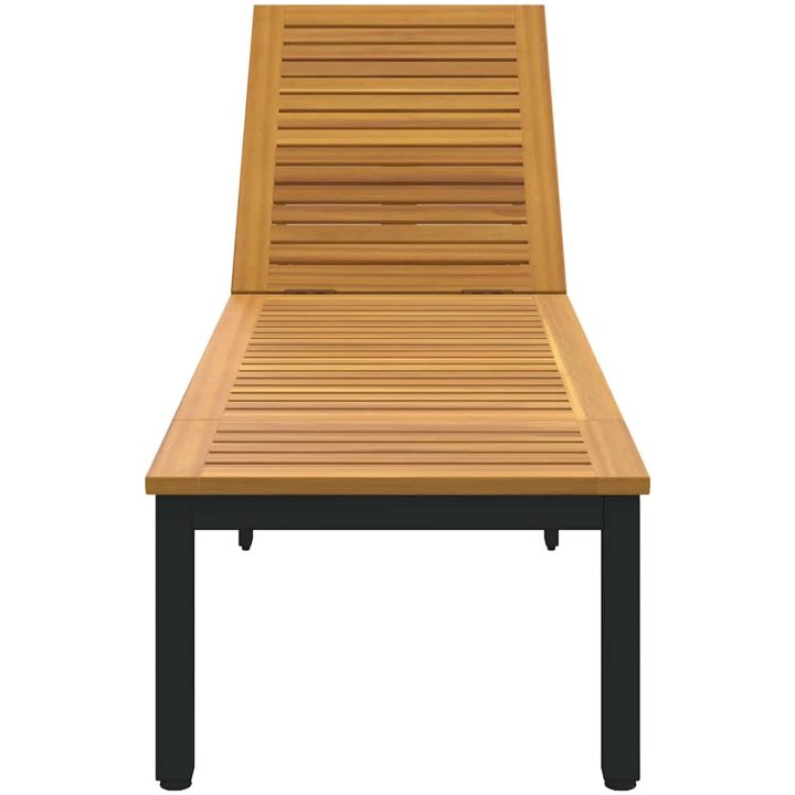Solstol Svart Massivt Akaciaträ vidaXL 200 x 55 x 35 cm – bild 6