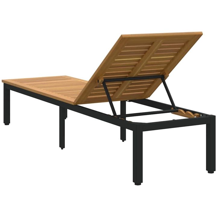 Solstol Svart Massivt Akaciaträ vidaXL 200 x 55 x 35 cm – bild 8