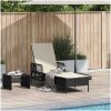 solstol svart och gräddvit PE rattan vidaXL 157 x 55 x 92 cm – miniatyr 3