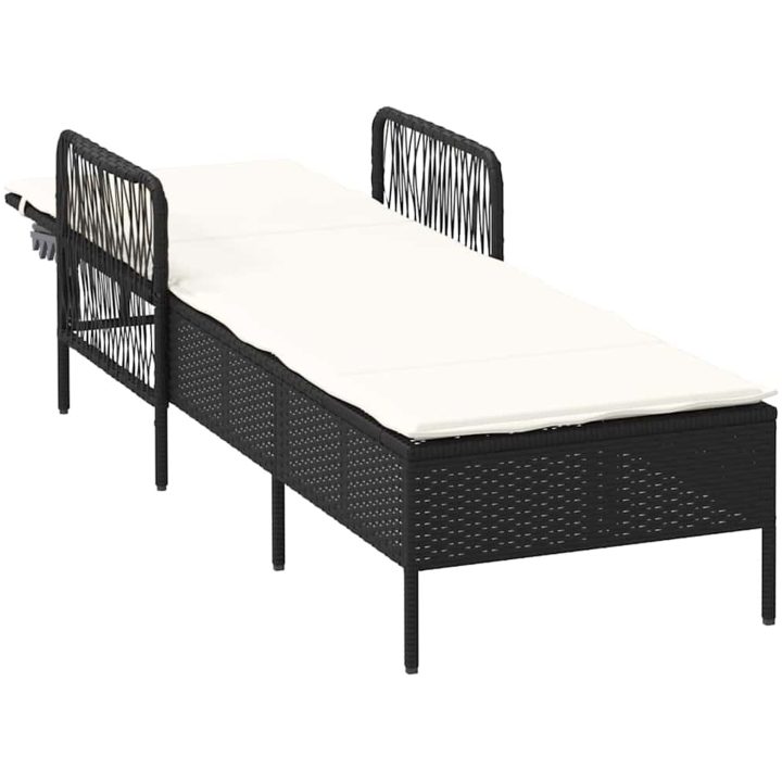 solstol svart och gräddvit PE rattan vidaXL 157 x 55 x 92 cm – bild 4