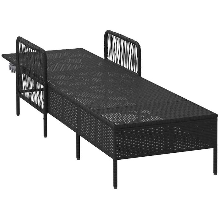 solstol svart och gräddvit PE rattan vidaXL 157 x 55 x 92 cm – bild 5