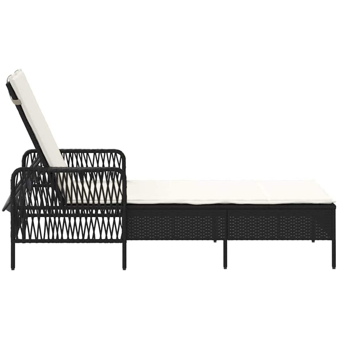 solstol svart och gräddvit PE rattan vidaXL 157 x 55 x 92 cm – bild 7
