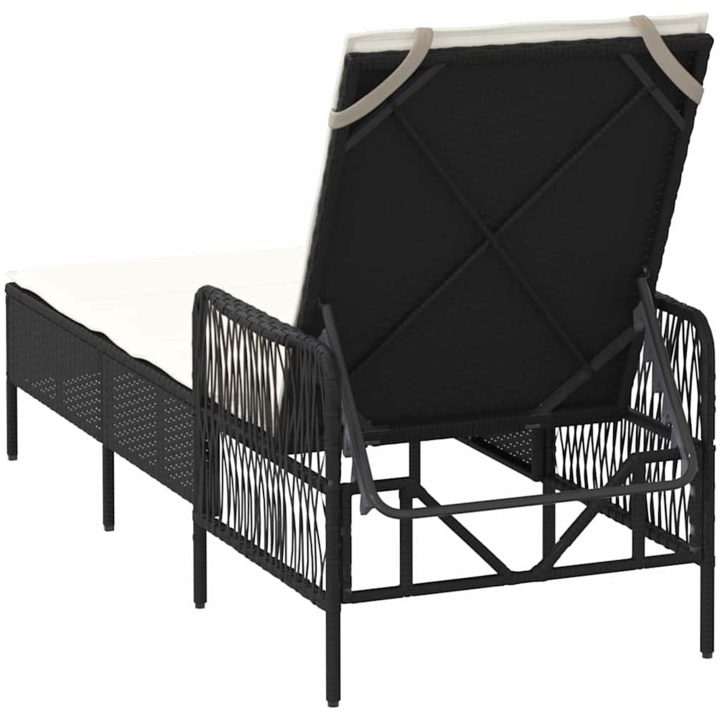 solstol svart och gräddvit PE rattan vidaXL 157 x 55 x 92 cm – bild 8