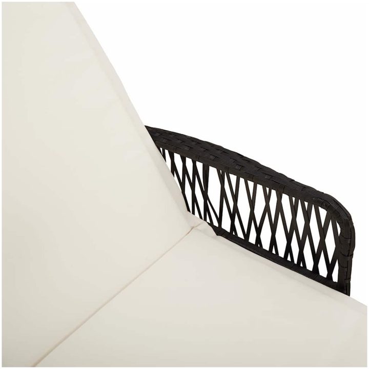 solstol svart och gräddvit PE rattan vidaXL 157 x 55 x 92 cm – bild 9
