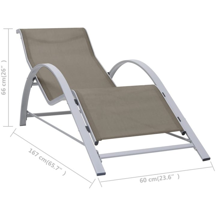Solstol textilen och aluminium taupe vidaXL – bild 7