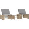 Solstolar 2 st med bord beige konstrotting vidaXL – miniatyr 2