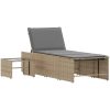 Solstolar 2 st med bord beige konstrotting vidaXL – miniatyr 5