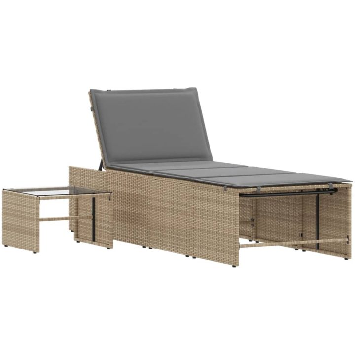 Solstolar 2 st med bord beige konstrotting vidaXL – bild 5