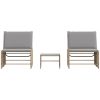 Solstolar 2 st med bord beige konstrotting vidaXL – miniatyr 6