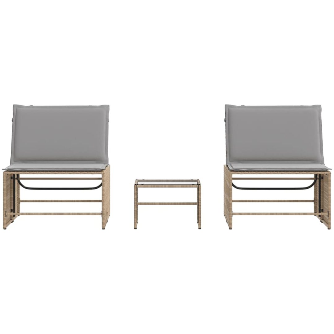 Solstolar 2 st med bord beige konstrotting vidaXL – bild 6