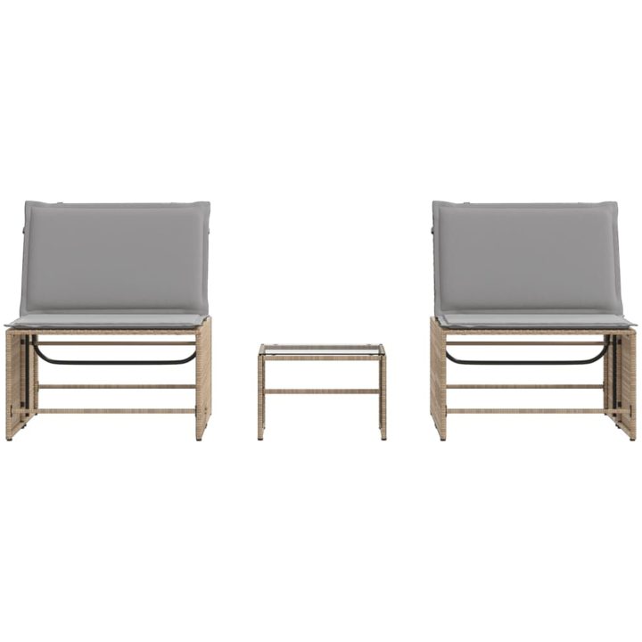 Solstolar 2 st med bord beige konstrotting vidaXL – bild 6