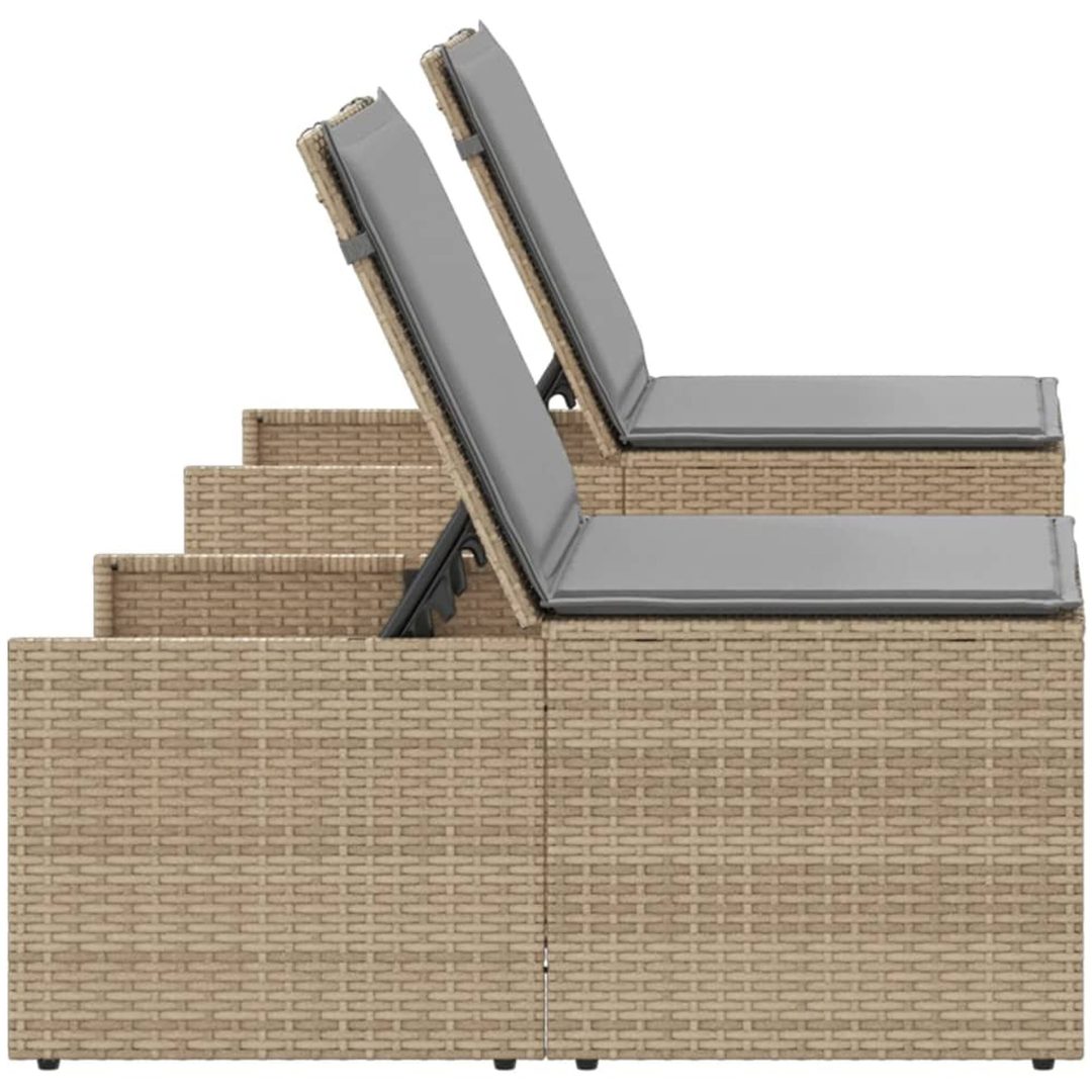 Solstolar 2 st med bord beige konstrotting vidaXL – bild 7