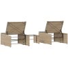 Solstolar 2 st med bord beige konstrotting vidaXL – miniatyr 8