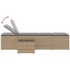 Solstolar 2 st med bord beige konstrotting vidaXL – miniatyr 9