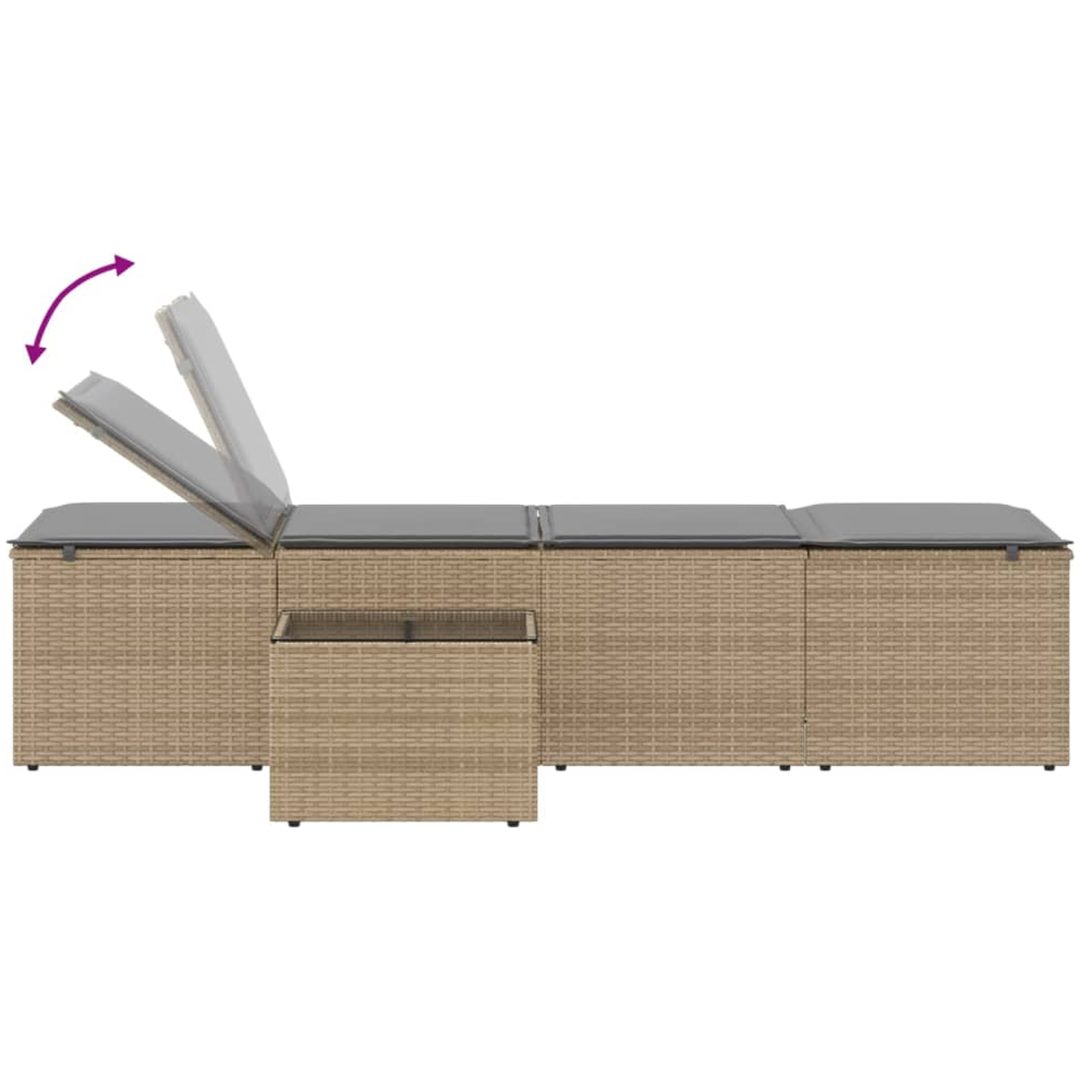 Solstolar 2 st med bord beige konstrotting vidaXL – bild 9