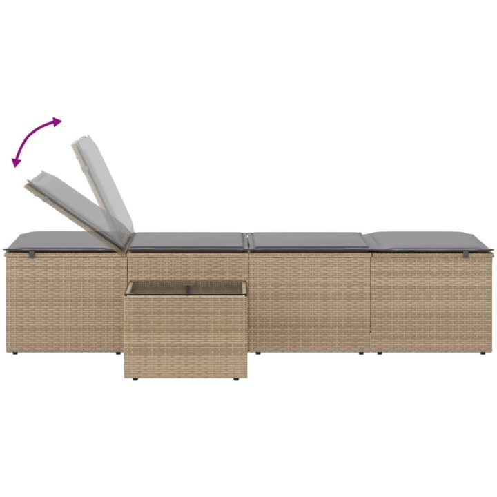 Solstolar 2 st med bord beige konstrotting vidaXL – bild 9
