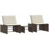 Solstolar 2 st med bord brun konstrotting vidaXL – miniatyr 2