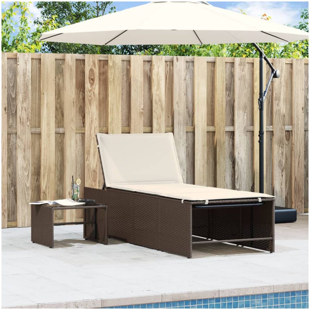 Solstolar 2 st med bord brun konstrotting vidaXL – bild 3