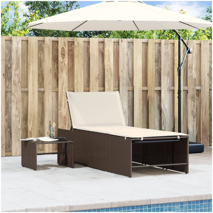 Solstolar 2 st med bord brun konstrotting vidaXL – bild 3