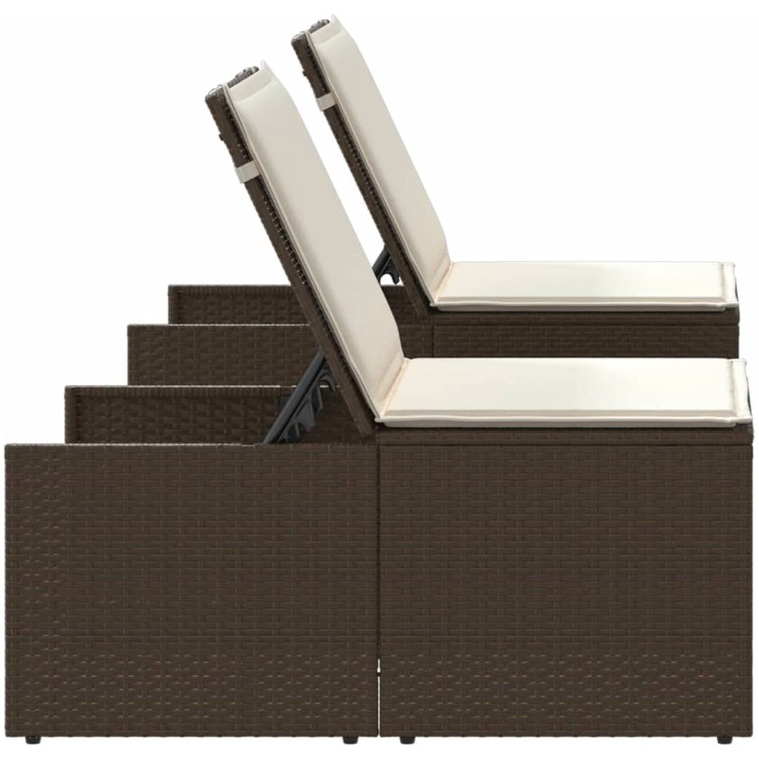 Solstolar 2 st med bord brun konstrotting vidaXL – bild 7